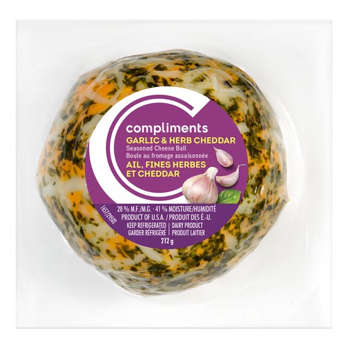 Compliments Cheddar Cheese Ball Herb & Garlic 212 g
