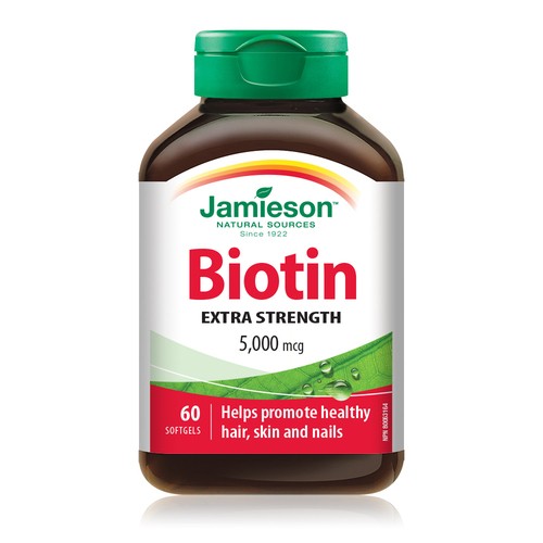 Jamieson Biotin Supplement 5000 mcg Softgels 60 Count