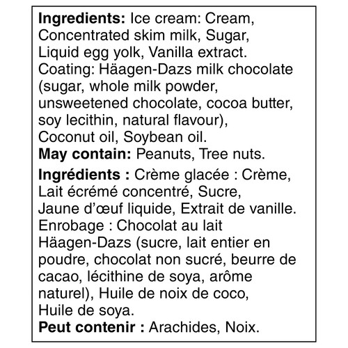 Häagen-Dazs Ice Cream Bars Vanilla Milk 3 x 88 ml