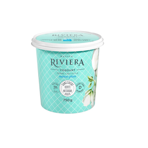 Riviera No Sugar Added Set Style Yogurt Plain 750 g