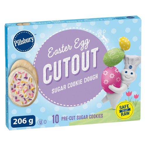 Pillsbury Ready To Bake Cookie Dough Easter Egg Cutout Sugar 206 g