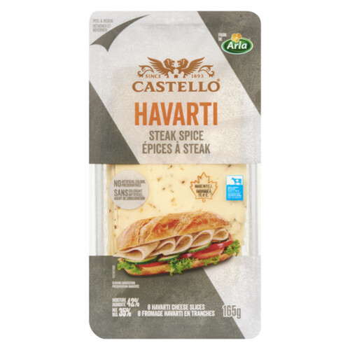 Castello Sliced Cheese Havarti Steak Spice 8 Slices 165 g