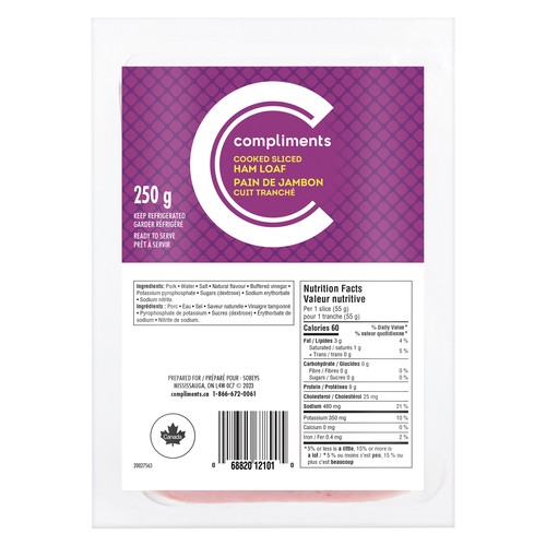 Compliments Ham Loaf Cooked Sliced 250 g