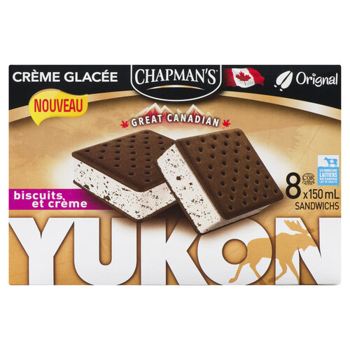 Chapman's Great Canadian Yukon Cookies And Cream Ice Cream Sandwiches 8 EA