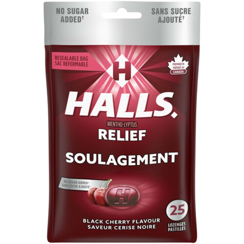 Halls Mentho-Lyptus No Sugar Added Cough Drops Black Cherry Flavour 25 Lozenges