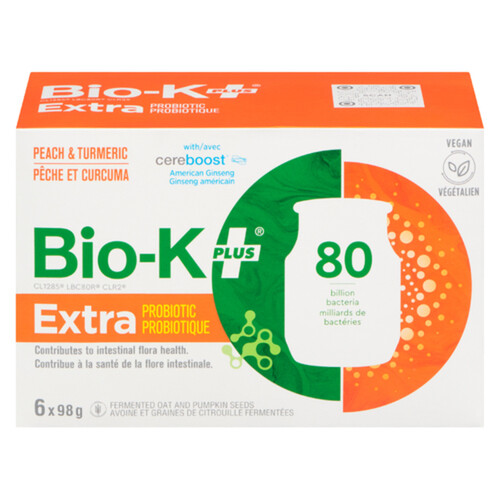 Bio-K Plus Extra Probiotic Peach & Turmeric 6 x 98 g