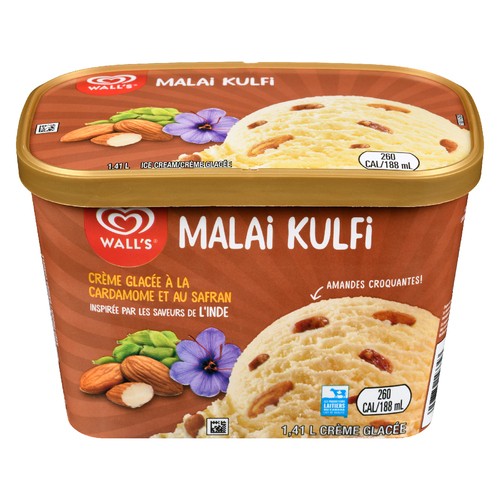 Walls Ice Cream Malai Kulfi With Cardamom Saffron & Almonds 1.41 L