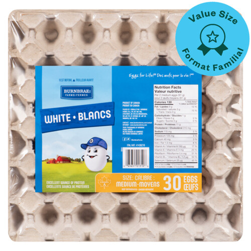 Burnbrae Farms White Eggs Overwrap Wire Basket Medium Value Size 30 Count