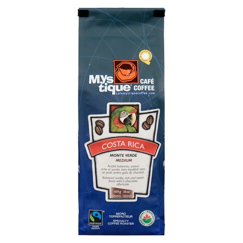 Mystique Organic Whole Bean Coffee Costa Rica Monte Verde Medium 454 g