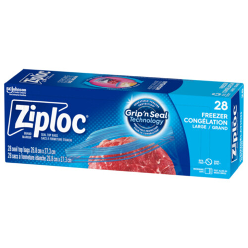 Ziploc Freezer Bags Grip 'n Seal Technology Large 28 Bags 
