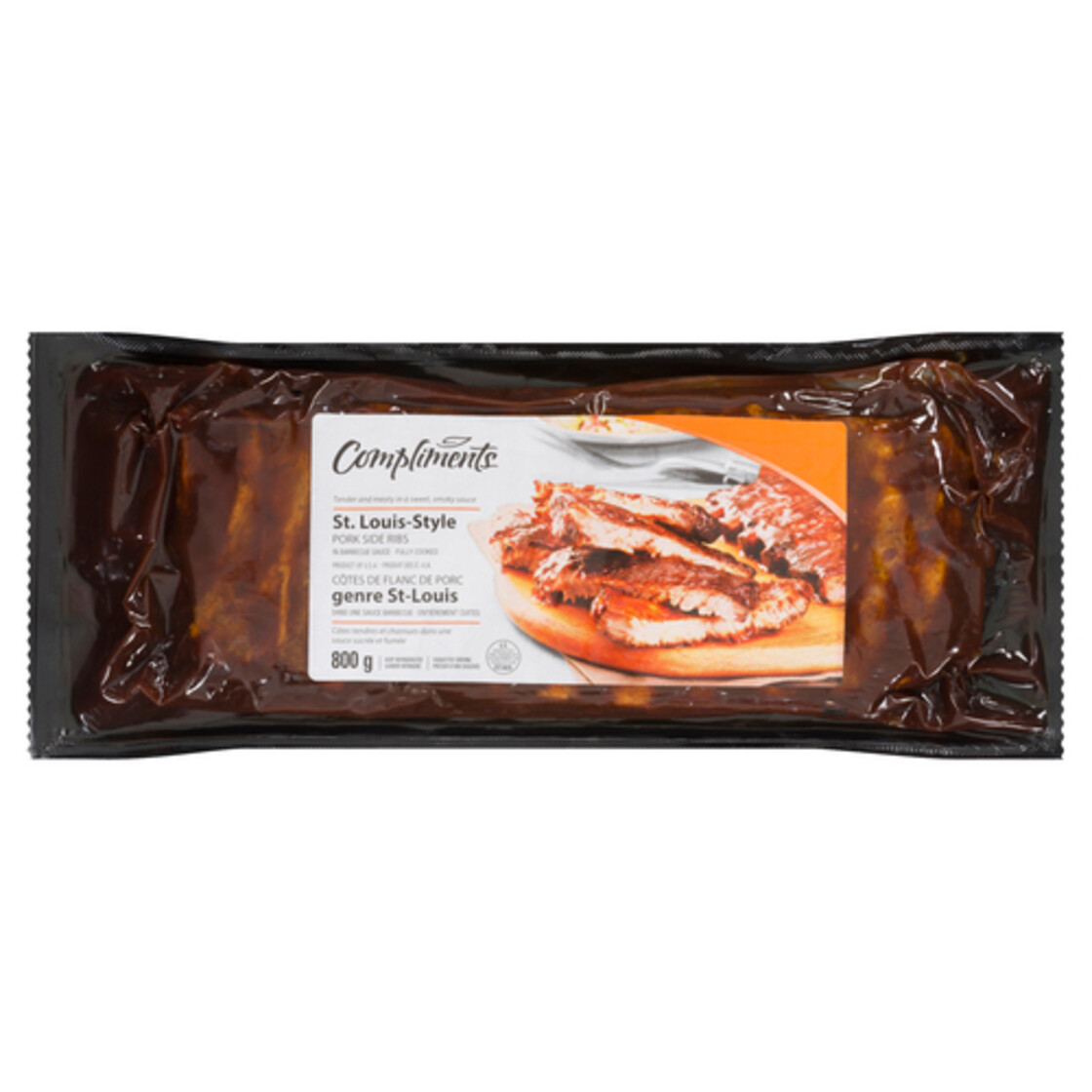 Compliments St. LouisStyle Pork Side Ribs in Barbecue Sauce 800 g