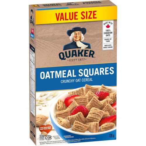 Quaker Crunchy Oat Cereal Oatmeal Squares Value Size 720 g