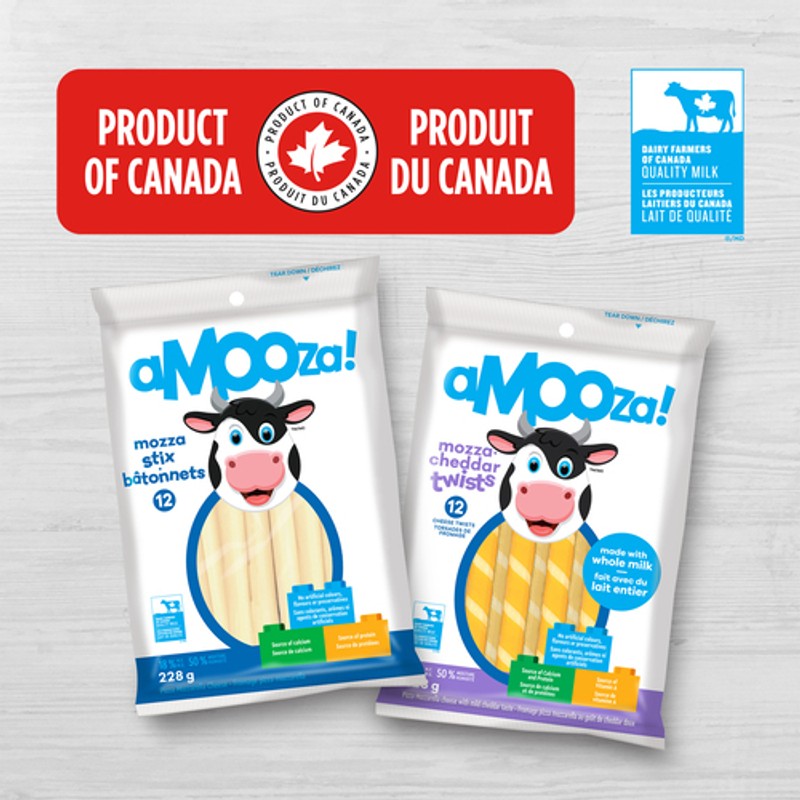 aMOOza! Cheese Snack Mozza Cheddar Twists 12 Pack 228 g - Voilà Online ...