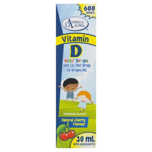 Omega Alpha Vitamin D Kids' Drops 500 IU Natural Cherry 30 ml