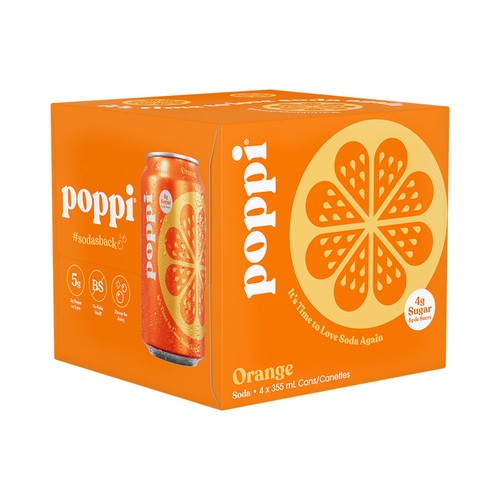 Poppi Soda Orange 4 x 355 ml (cans)