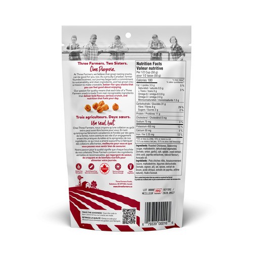 Three Farmers Gluten-Free Roasted Chickpeas Barbecue 120 g