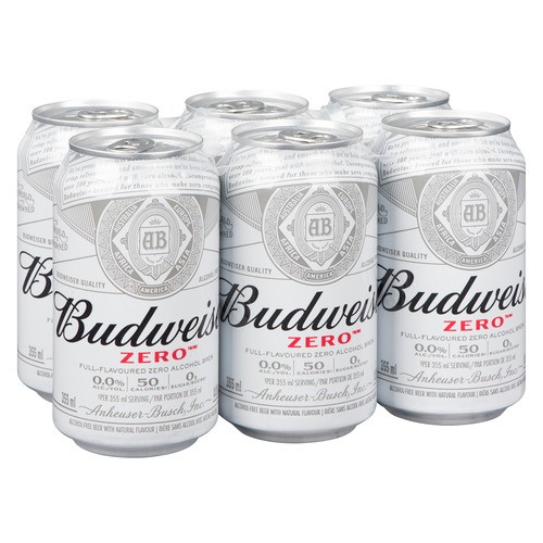 Budweiser Zero Non Alcoholic Beer 6 x 355 ml (cans)