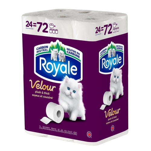 Royale Velour Toilet Paper 2-Ply 24 Triple Rolls x 213 Sheets