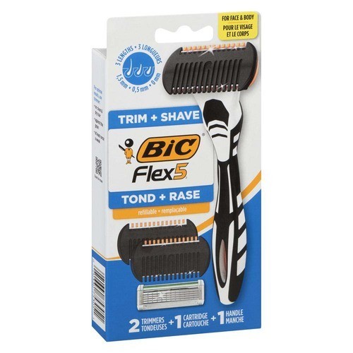 Bic Flex 5 Face & Body Grooming Kit Trim + Shave Refillable 2 Trimmers