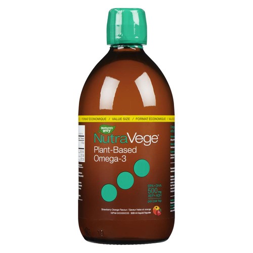 NutraVege Plant Based Omega-3 Liquid Strawberry Orange 500 ml