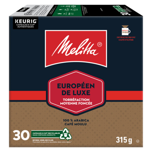 Melitta Coffee Pods European Deluxe Medium Dark 30 K-Cups 315 g