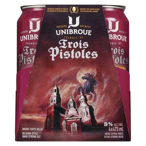 Unibroue Extra Strong Beer 9% Alcohol Trois Pistoles Belgian-Style 4 × 473 ml (cans)