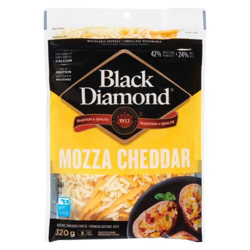 Black Diamond Shredded Cheese Mozzarella Cheddar 320 g