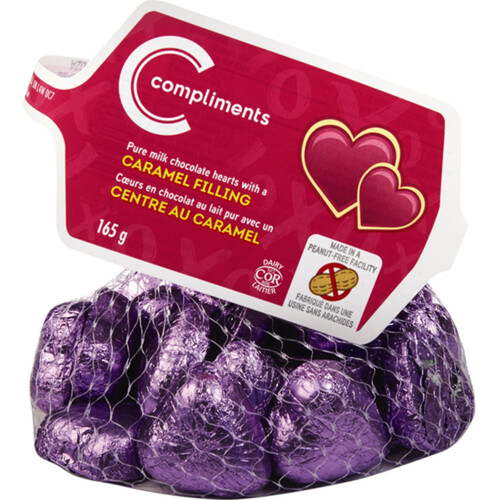 Compliments Chocolate Hearts Caramel Filled 165 g