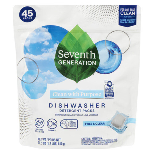 Seventh Generation Free & Clear Automatic Dish Cleaner 45 Packs 810 g