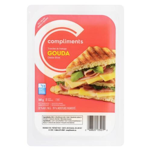 Compliments Sliced Cheese Gouda 8 Slices 160 g