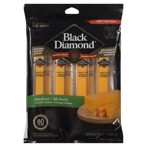 Black Diamond Cheese Sticks Medium Cheddar 12 units 252 g