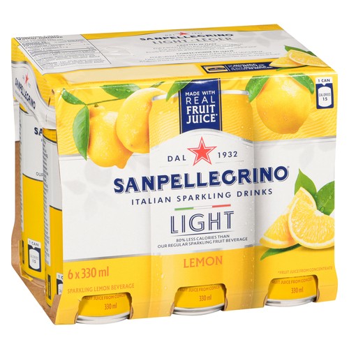 San Pellegrino Sparkling Beverage Light Lemon 6 x 330 ml (cans)