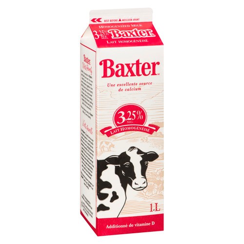 Baxter 3.25% Homogenized Milk Carton 1 L