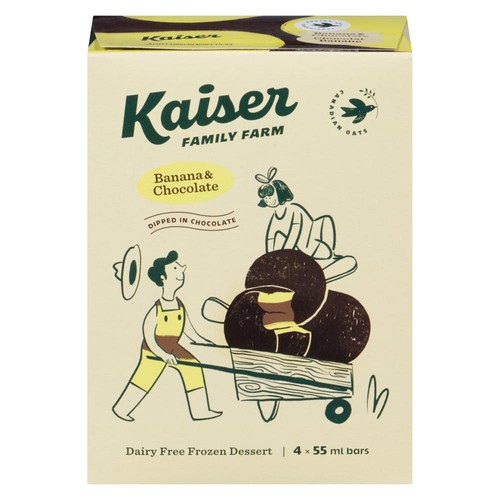 Kaiser Family Farm Frozen Dessert Bars Banana & Chocolate 4 x 55 ml
