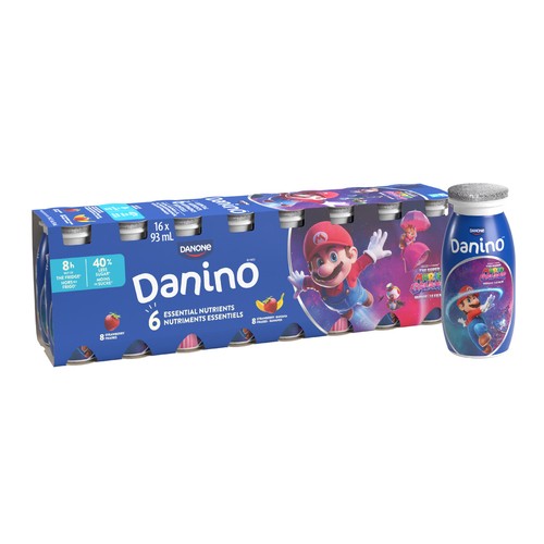 Danino Drinkable Yogurt Super Mario Strawberry-Banana/Strawberry 16 x 93 ml (bottles)