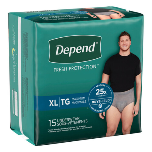 Depend Extra Large Men's Underwear 15 Count