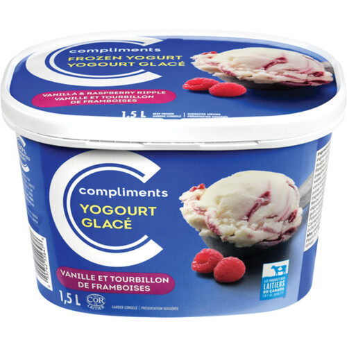 Compliments Frozen Yogurt Vanilla & Raspberry Ripple 1.5 L