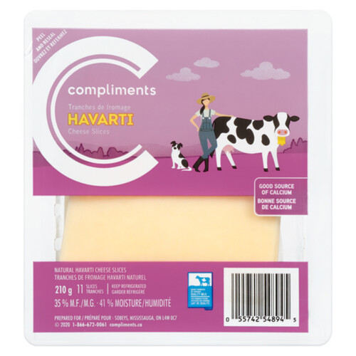Compliments Havarti Cheese Slices 210 g