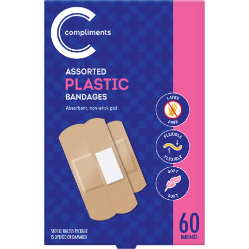 Compliments Plastic Bandage Assorted 60 Count