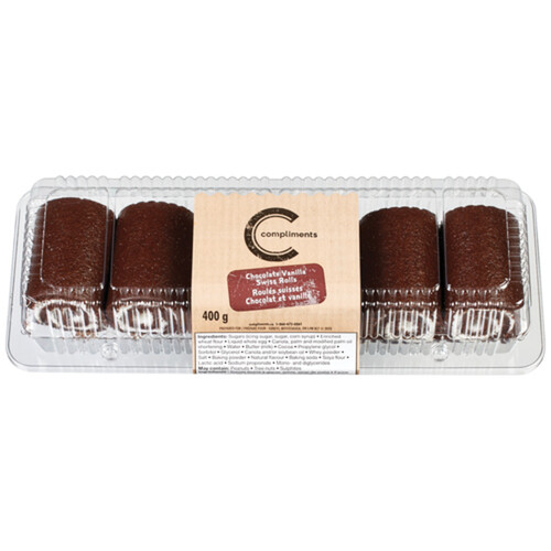 Compliments Swiss Rolls Chocolate Vanilla 400 g (frozen)