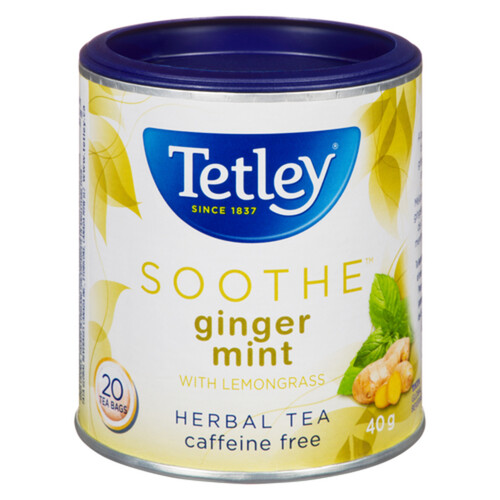 Tetley Soothe Herbal Tea Ginger Mint With Lemongrass 20 Tea Bags