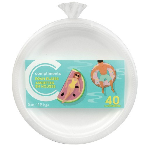 Compliments Foam Plates 10 1/4 Inch 40 Pack