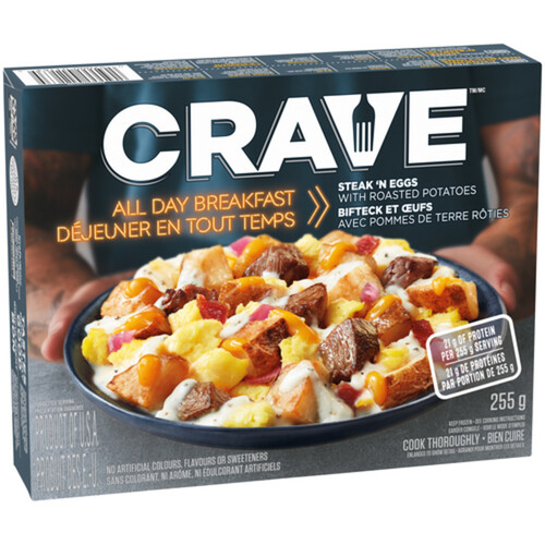 CRAVE Frozen Breakfast Steak 'N Eggs With Roasted Potatoes 255 g