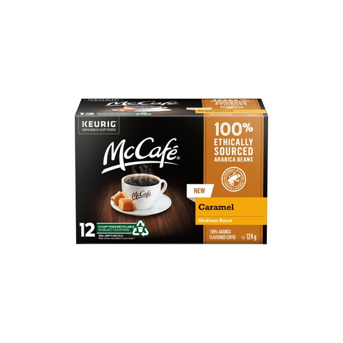 McCafé Premium Coffee Pods Caramel Flavoured K-Cups Keurig 12 Count