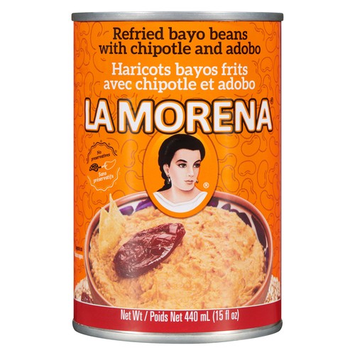 La Morena Canned Refried Bayo Beans With Chipotle And Adobo 440 g