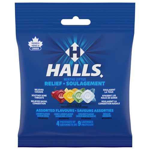 Halls Mentho-Lyptus Cough Drops Assorted Flavours 4 Packs Of 9 Lozenges