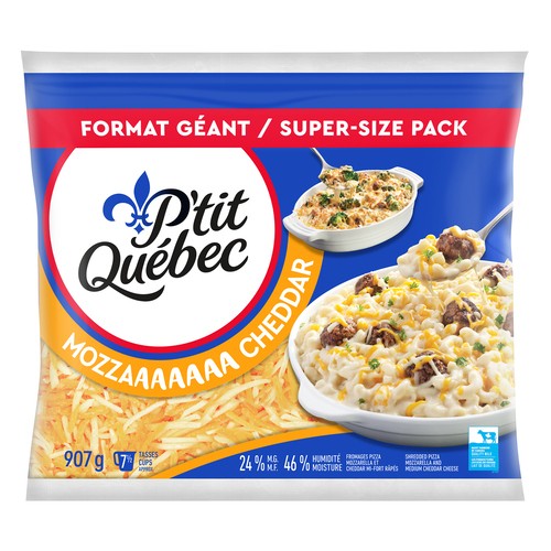 P'tit Québec Shredded Cheese Mozzaaaaaaa Cheddar 907 g