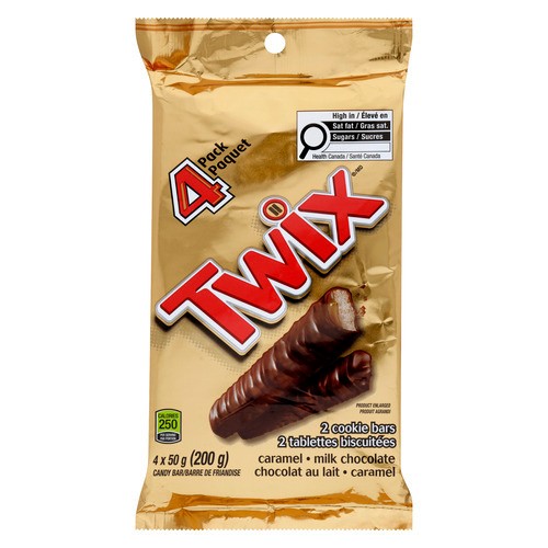 Twix Chocolate Candy Bar Caramel Cookie 4 Full Size Bars 50 g