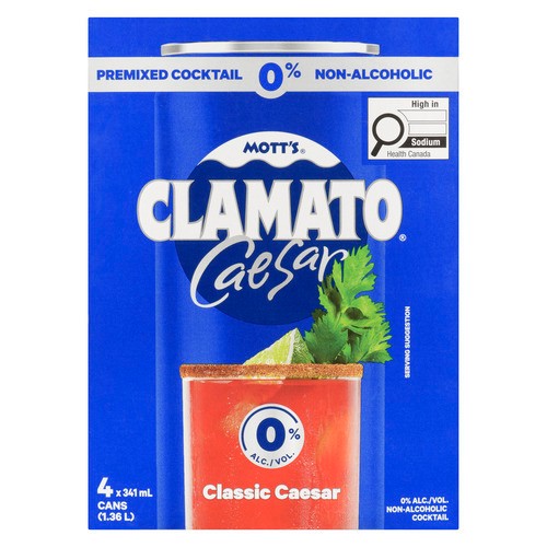 Mott's Clamato Non-Alcoholic Cocktail Classic Caesar 4  x 341 ml (Cans) 