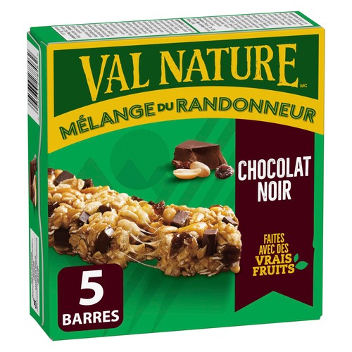 Val Nature Barres granola tendres mélange du randonneur chocolat noir 175 g